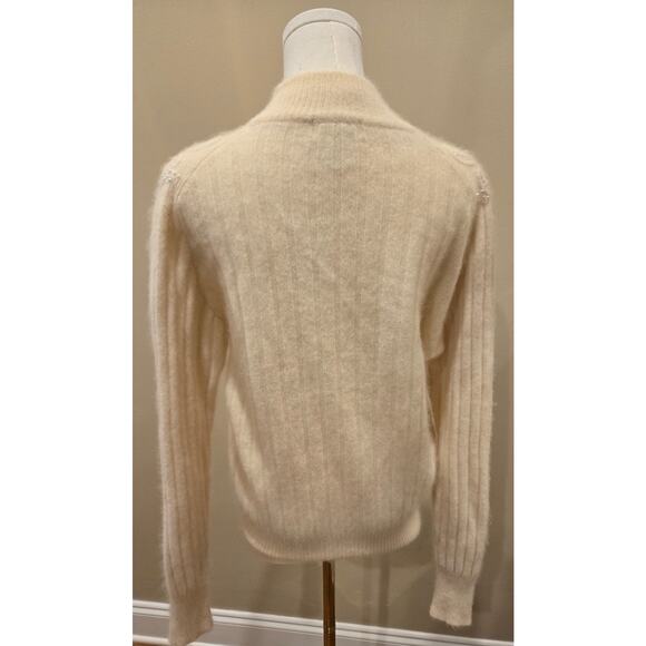 La Redoute Lambswool Angora Cream Sweater Faux Pearl Shoulder Accents Large - Picture 5 of 10